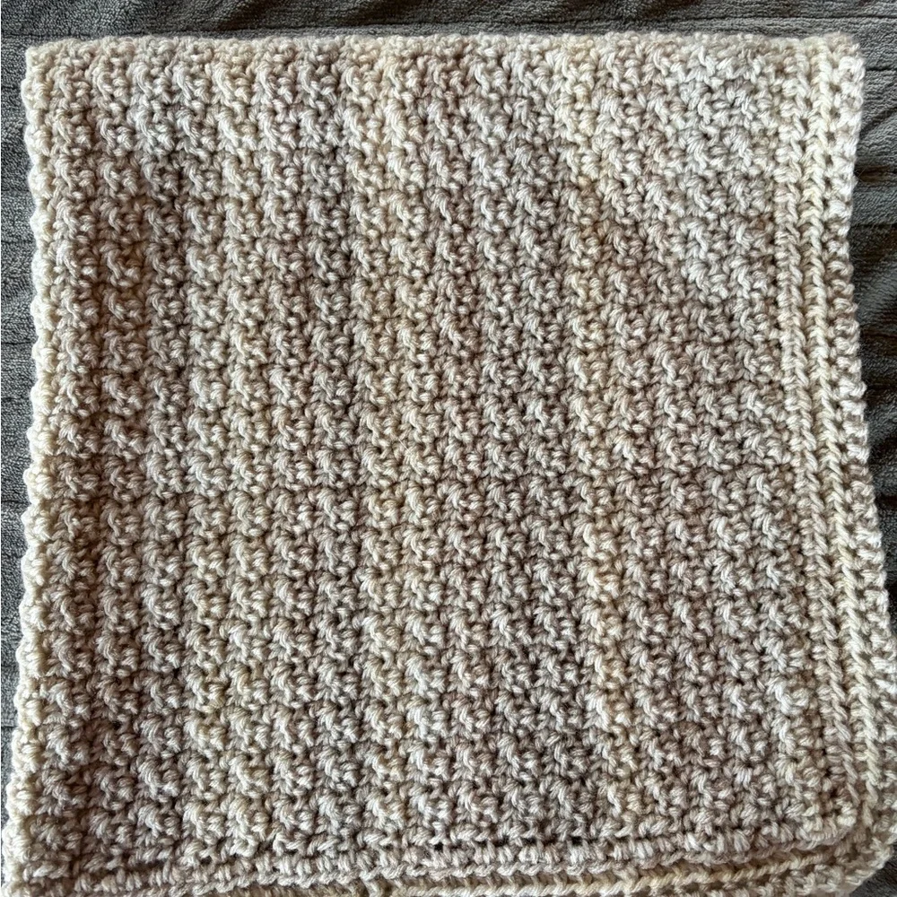 Cozy Tan Crochet Throw Blanket